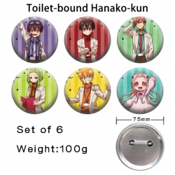 Toilet-bound Hanako-kun Anime Tinplate Bright Film Emblem Badge 75mm a set of 6