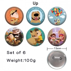 Up Anime Tinplate Bright Film Emblem Badge 75mm a set of 6