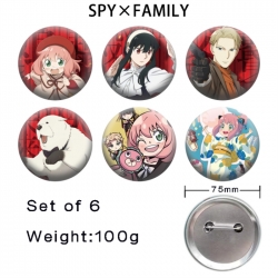 SPY&times;FAMILY Anime Tinplate Bright Film Emblem Badge 75mm a set of 6
