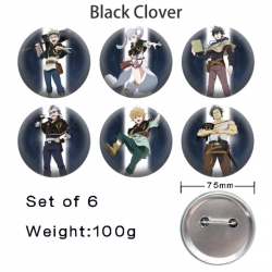 Black Clover Anime Tinplate Bright Film Emblem Badge 75mm a set of 6