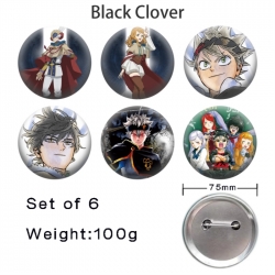Black Clover Anime Tinplate Bright Film Emblem Badge 75mm a set of 6