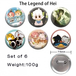 The Legend of Hei  Anime Tinplate Bright Film Emblem Badge 75mm a set of 6