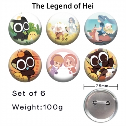 Anime Tinplate Bright Film Emblem Badge 75mm a set of 6