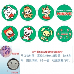 IVE Anime Circular laser fine sand film brooch badge 58MM a set of 8