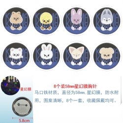 Stray kids Anime round Astral membrane brooch badge 58MM a set of 8