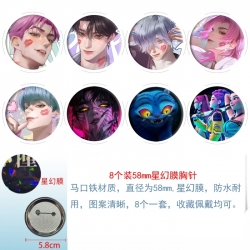 K-Pop Demon Hunters Anime round Astral membrane brooch badge 58MM a set of 8