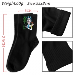  Rick and Morty Anime Print Long Crew Cotton Socks 25x8cm