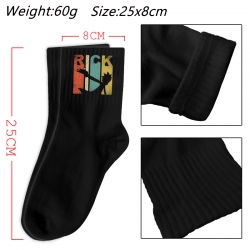 Rick and Morty Anime Print Long Crew Cotton Socks 25x8cm