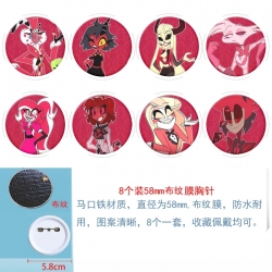Hazbin Hotel Anime Round cloth film brooch badge 58MM a set of 8