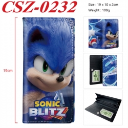 Sonic The Hedgehog  Anime peripheral long three fold wallet 19x10x2cm