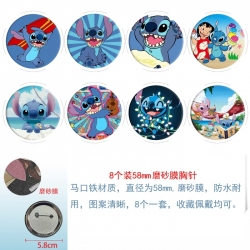 Lilo & Stitch Anime round scrub film brooch badge 58MM a set of 8