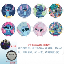 Lilo & Stitch Anime round Astral membrane brooch badge 58MM a set of 8