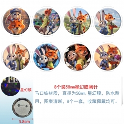 Zootopia Anime round Astral membrane brooch badge 58MM a set of 8