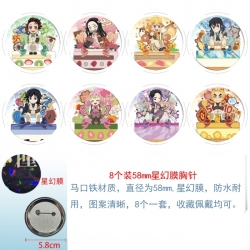 Demon Slayer Kimets Anime round Astral membrane brooch badge 58MM a set of 8