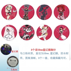 Hazbin Hotel Anime round Astral membrane brooch badge 58MM a set of 8