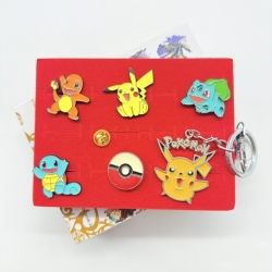Pokemon Anime peripheral keychain ring badge box set