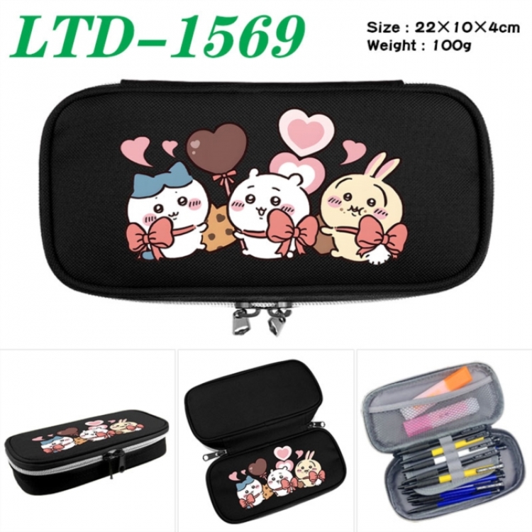 Chiikawa Anime Waterproof canvas zipper clamshell pencil case pencil case 22x10x4cm