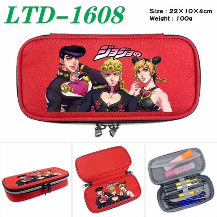 JoJos Bizarre Adventure Anime Waterproof canvas zipper clamshell pencil case pencil case 22x10x4cm