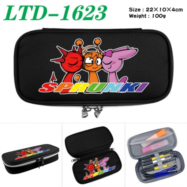 Sprunki Anime Waterproof canvas zipper clamshell pencil case pencil case 22x10x4cm