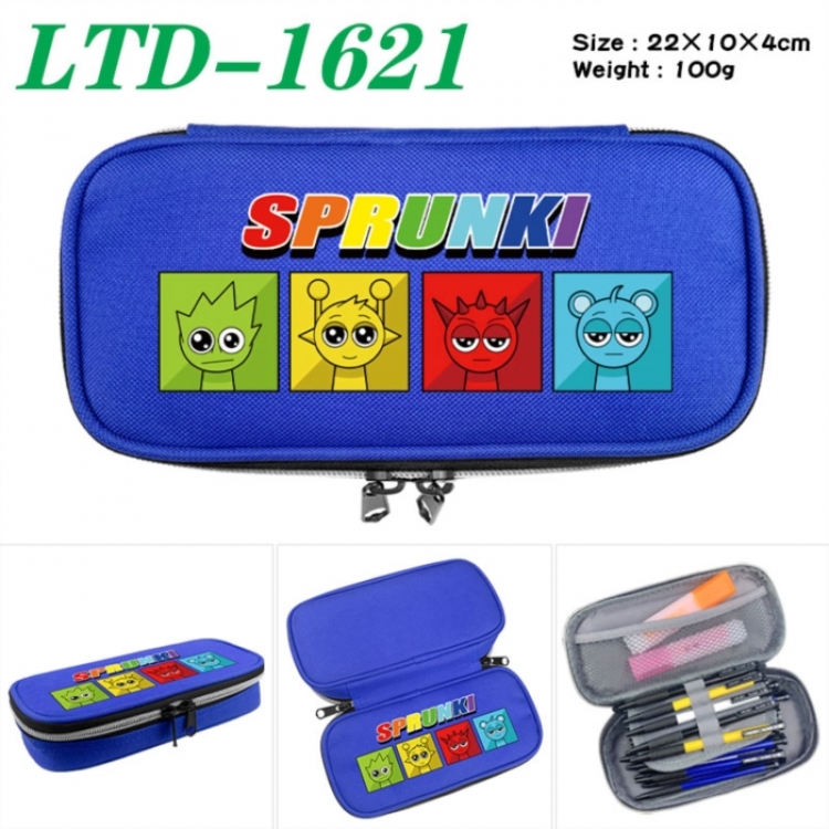 Sprunki Anime Waterproof canvas zipper clamshell pencil case pencil case 22x10x4cm