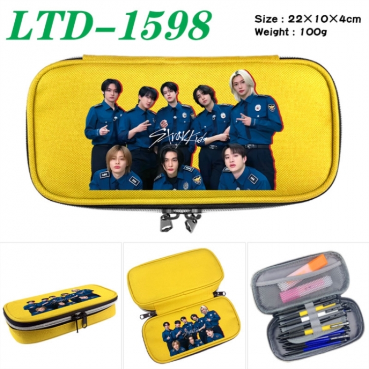 Stray Kids Anime Waterproof canvas zipper clamshell pencil case pencil case 22x10x4cm