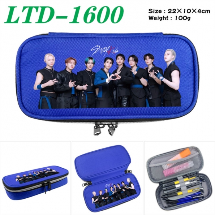 Stray Kids Anime Waterproof canvas zipper clamshell pencil case pencil case 22x10x4cm