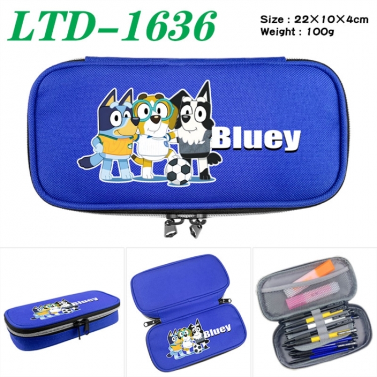 Bluey Anime Waterproof canvas zipper clamshell pencil case pencil case 22x10x4cm