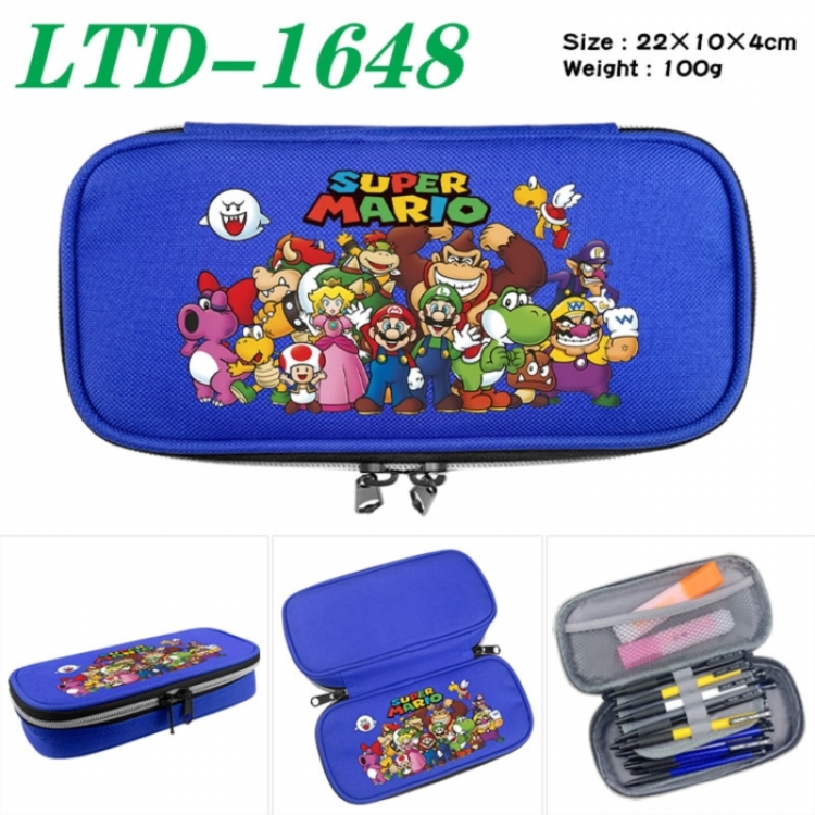 Super Mario Anime Waterproof canvas zipper clamshell pencil case pencil case 22x10x4cm