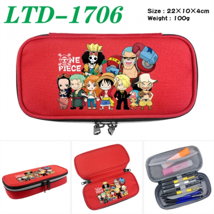 One Piece Anime Waterproof canvas zipper clamshell pencil case pencil case 22x10x4cm