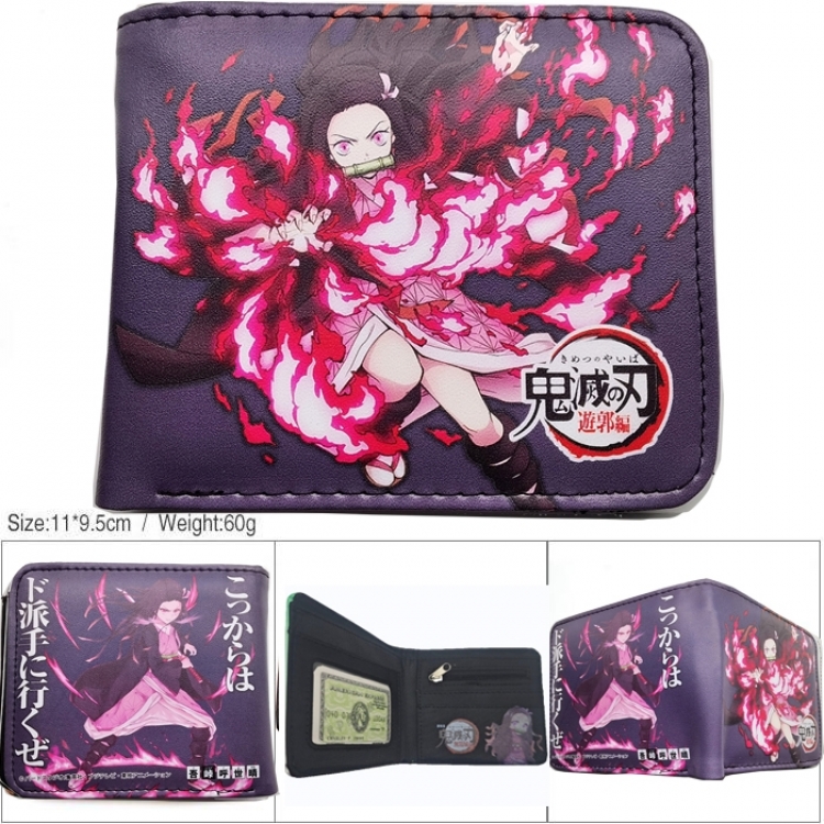 Demon Slayer Kimets 3D concave convex two fold short card wallet wallet wallet 11X9.5X2cm 65G