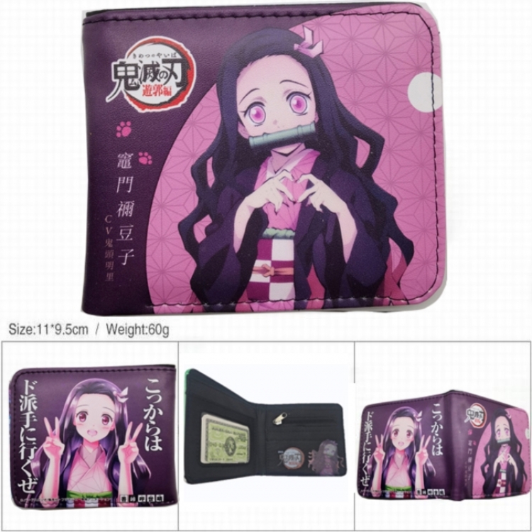 Demon Slayer Kimets 3D concave convex two fold short card wallet wallet wallet 11X9.5X2cm 65G