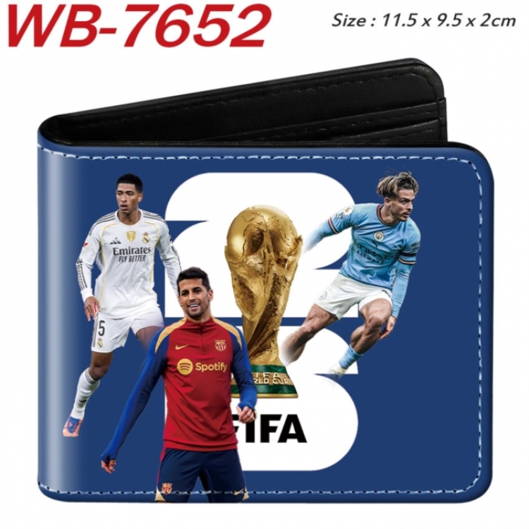 Football Anime color short full zip folding wallet 10x12x2.5cm