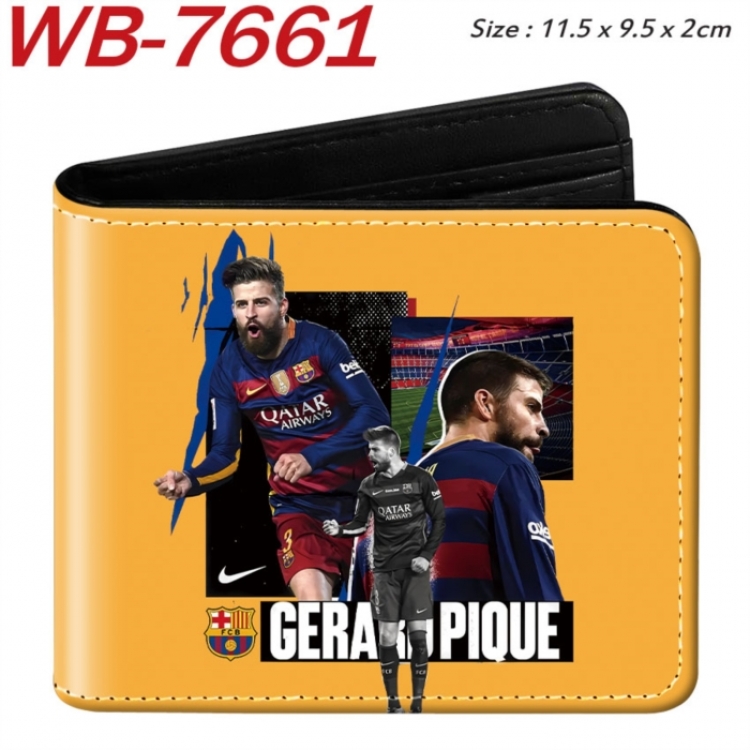 Football Anime color short full zip folding wallet 10x12x2.5cm