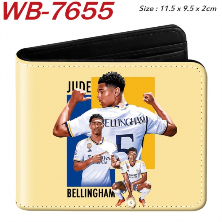 Football Anime color short full zip folding wallet 10x12x2.5cm