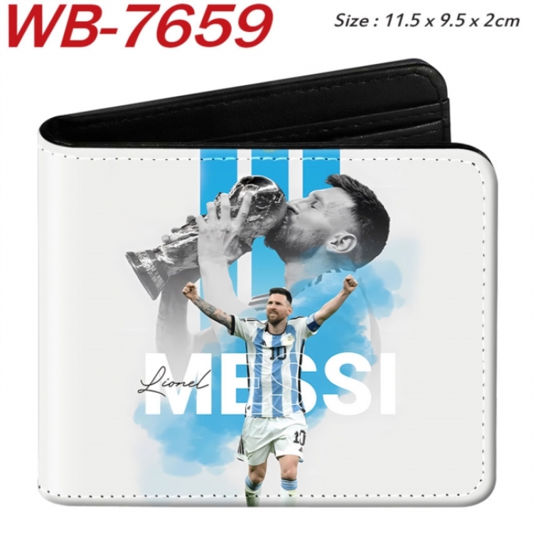 Football Anime color short full zip folding wallet 10x12x2.5cm