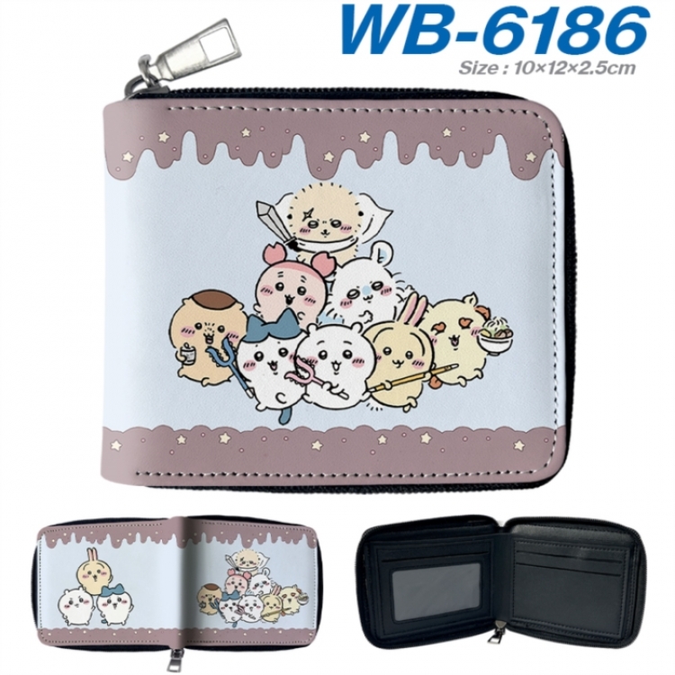 Chiikawa Anime color short full zip folding wallet 10x12x2.5cm