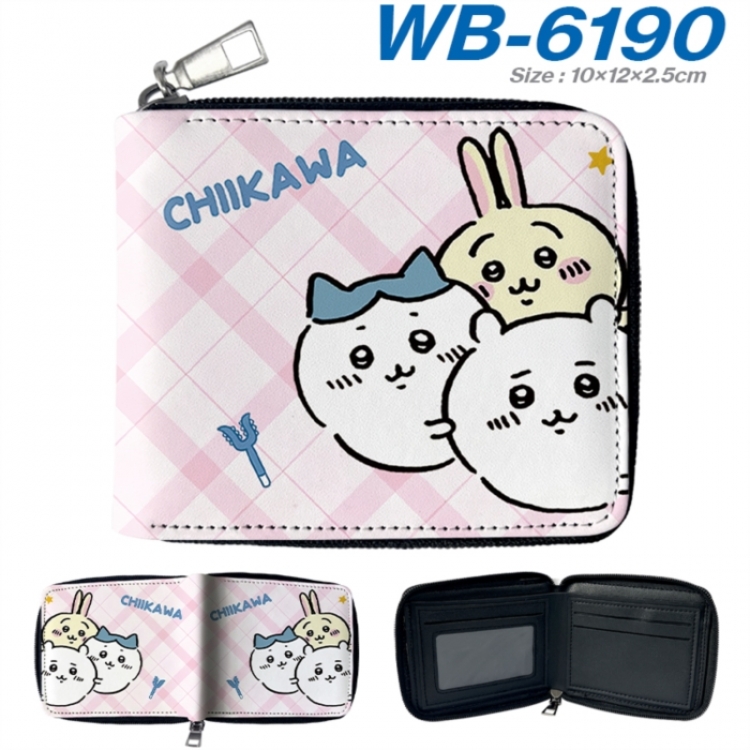 Chiikawa Anime color short full zip folding wallet 10x12x2.5cm