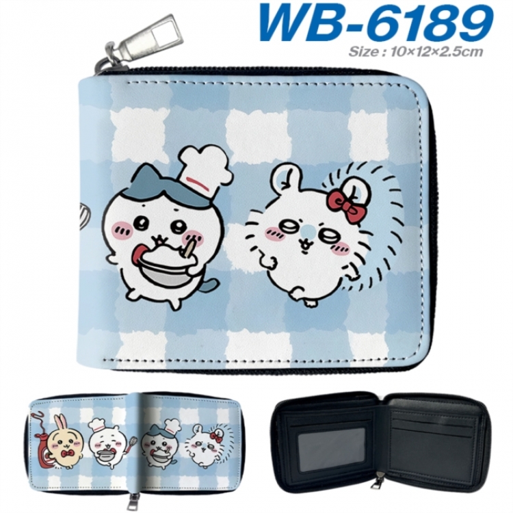 Chiikawa Anime color short full zip folding wallet 10x12x2.5cm