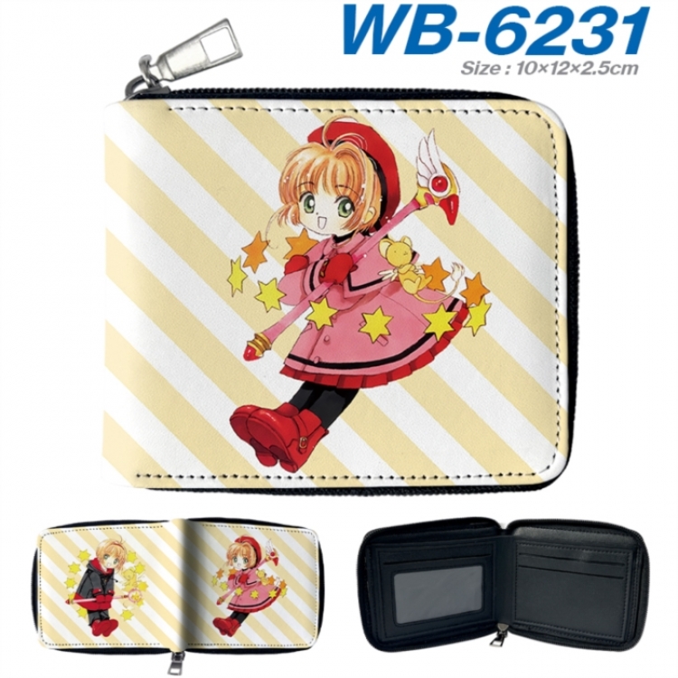 Card Captor Sakura Anime color short full zip folding wallet 10x12x2.5cm