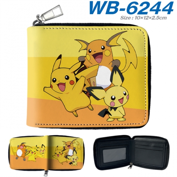Pokemon Anime color short full zip folding wallet 10x12x2.5cm
