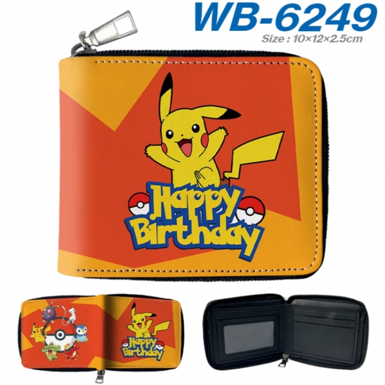 Pokemon Anime color short full zip folding wallet 10x12x2.5cm