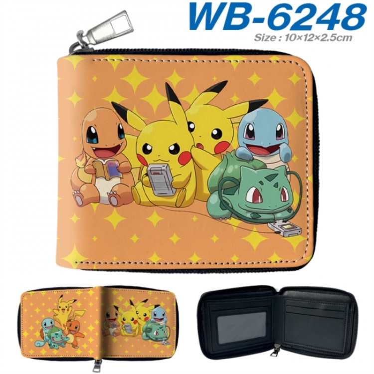 Pokemon Anime color short full zip folding wallet 10x12x2.5cm