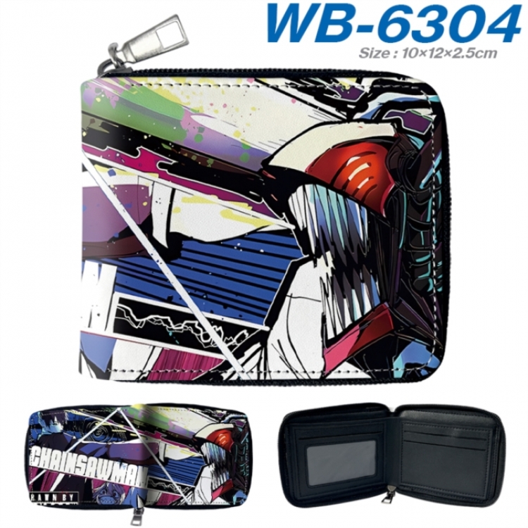 Chainsaw Man Anime color short full zip folding wallet 10x12x2.5cm