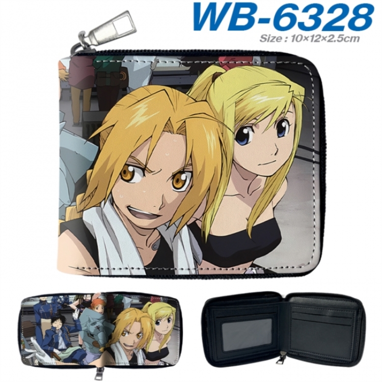 Fullmetal Alchemist Anime color short full zip folding wallet 10x12x2.5cm