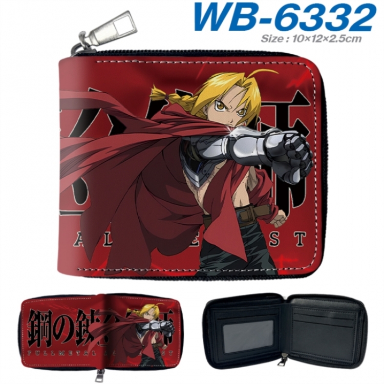 Fullmetal Alchemist Anime color short full zip folding wallet 10x12x2.5cm