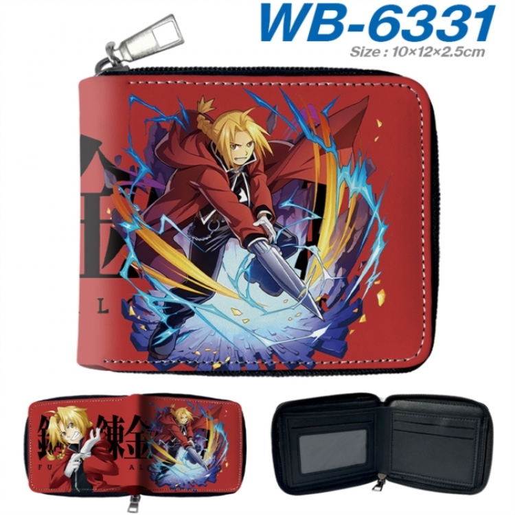 Fullmetal Alchemist Anime color short full zip folding wallet 10x12x2.5cm