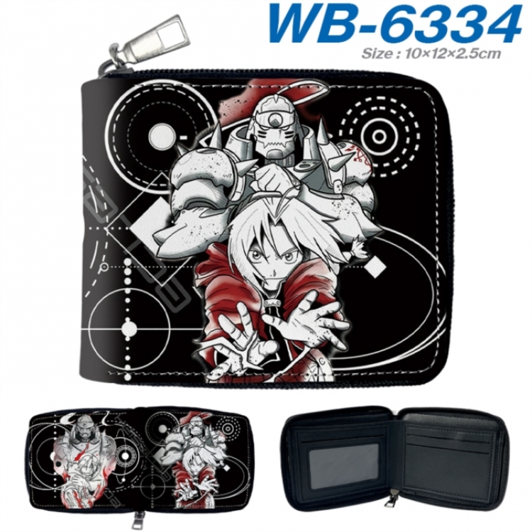 Fullmetal Alchemist Anime color short full zip folding wallet 10x12x2.5cm