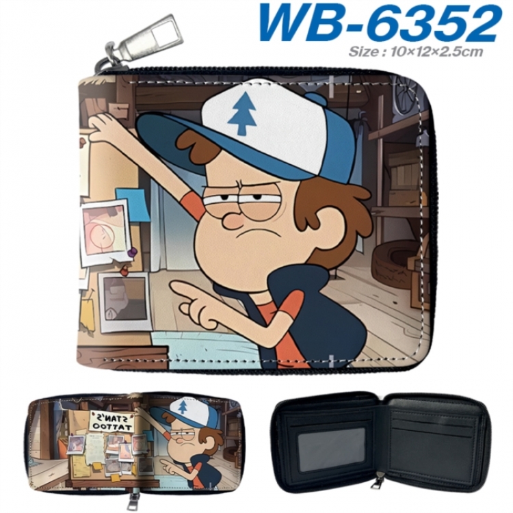 Gravity Falls Anime color short full zip folding wallet 10x12x2.5cm
