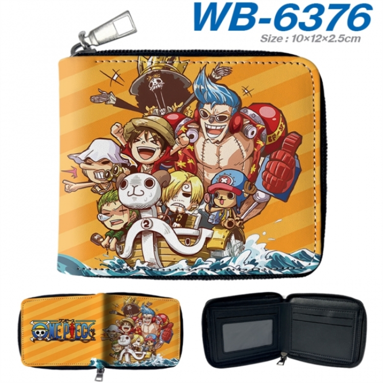 One Piece Anime color short full zip folding wallet 10x12x2.5cm