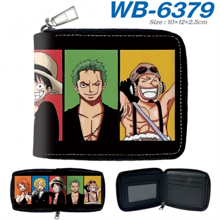 One Piece Anime color short full zip folding wallet 10x12x2.5cm